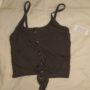NWT Waffle Knit button down tie tank
